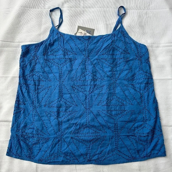 Anthropologie Bl^nk London Tops - Anthropologie Bl^nk London blue beaded sleeveless top